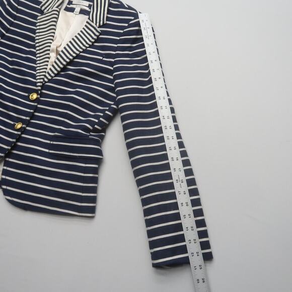 J Crew Schoolboy Blazer Size 10 Navy Stripe Linen - Picture 12 of 14